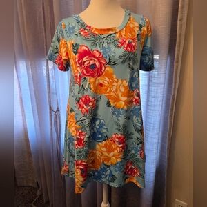 Frumos Floral Women's Blouse in Blue and Orange